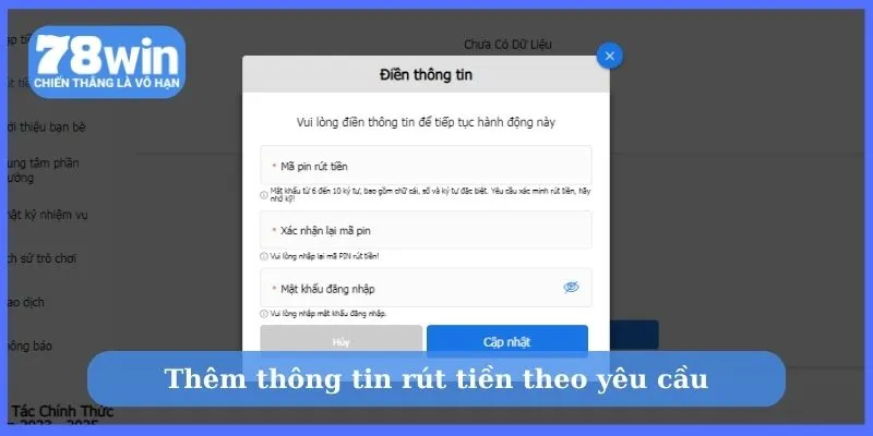 Thêm thông tin rút tiền theo yêu cầu